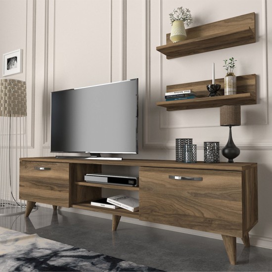 Έπιπλο τηλεόρασης Colin χρώμα καρυδί 150x29,5x40,6εκ. Έπιπλο τηλεόρασης Colin χρώμα καρυδί 150x29,5x40,6εκ.
