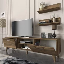 Έπιπλο τηλεόρασης Colin  χρώμα καρυδί 150x29,5x40,6εκ.