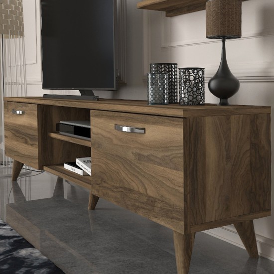 Έπιπλο τηλεόρασης Colin χρώμα καρυδί 150x29,5x40,6εκ. Έπιπλο τηλεόρασης Colin χρώμα καρυδί 150x29,5x40,6εκ.