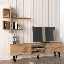 Σύνθεση τηλεόρασης Salerno  χρώμα sapphire oak 180x35x51εκ.