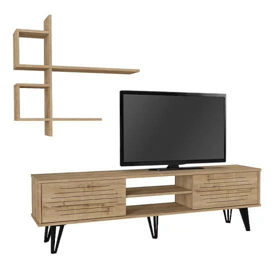 Σύνθεση τηλεόρασης Salerno  χρώμα sapphire oak 180x35x51εκ.