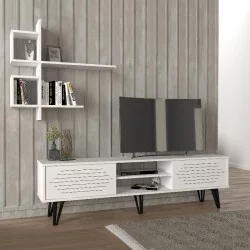 Σύνθεση τηλεόρασης Salerno  χρώμα λευκό 180x35x51εκ.