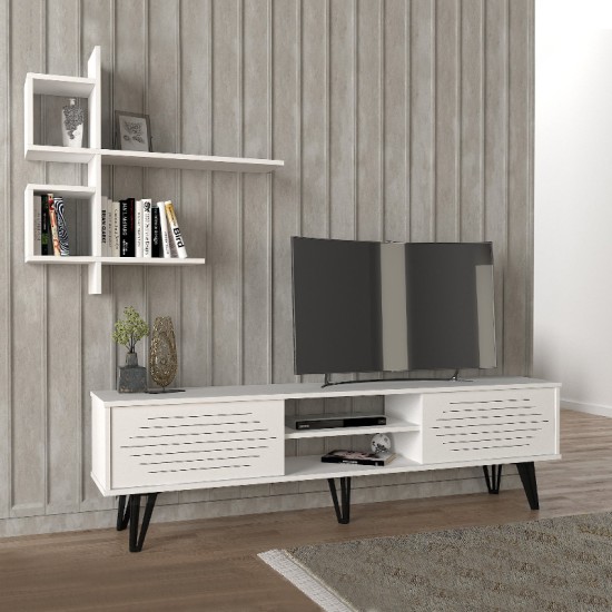 Σύνθεση τηλεόρασης Salerno χρώμα λευκό 180x35x51εκ. Σύνθεση τηλεόρασης Salerno χρώμα λευκό 180x35x51εκ.