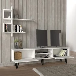 Σύνθεση τηλεόρασης Salerno  χρώμα λευκό 180x35x51εκ.