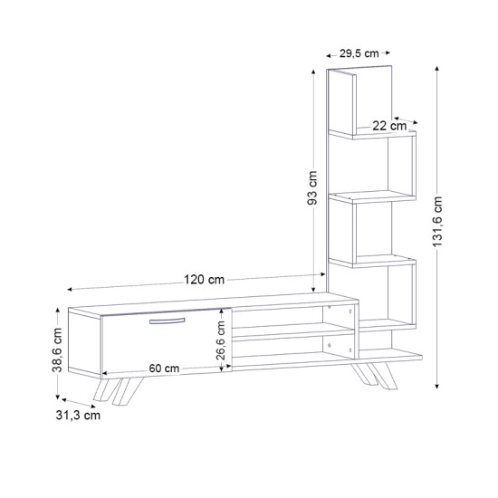 Έπιπλο τηλεόρασης Ceren  χρώμα λευκό - cordoba 149,5x31x131,6εκ.