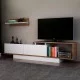 Έπιπλο τηλεόρασης Novara  χρώμα λευκό - καρυδί 180x29,6x45εκ.