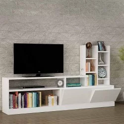 Σύνθεση τηλεόρασης Pesaro  χρώμα λευκό 165x25x91,3εκ.