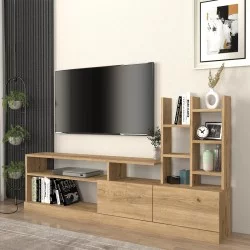 Σύνθεση τηλεόρασης Pesaro  χρώμα sepet oak 165x25x91,3εκ.