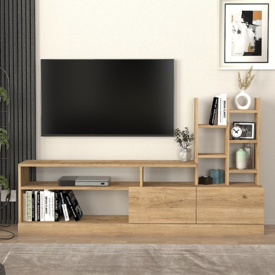 Σύνθεση τηλεόρασης Pesaro  χρώμα sepet oak 165x25x91,3εκ.