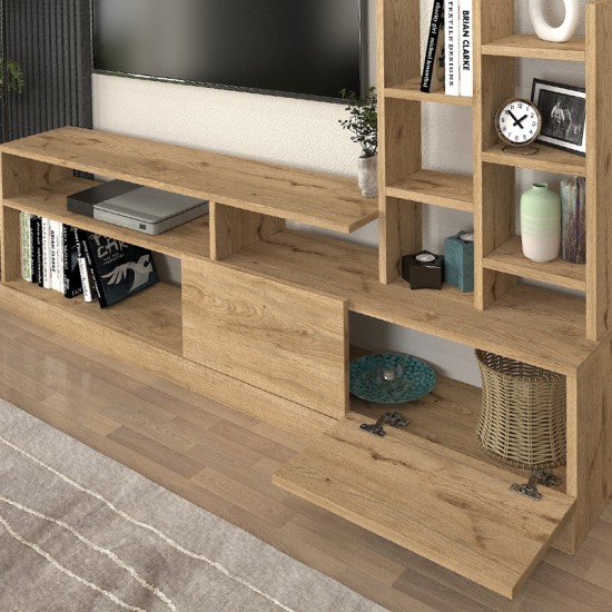 Σύνθεση τηλεόρασης Pesaro  χρώμα sepet oak 165x25x91,3εκ.