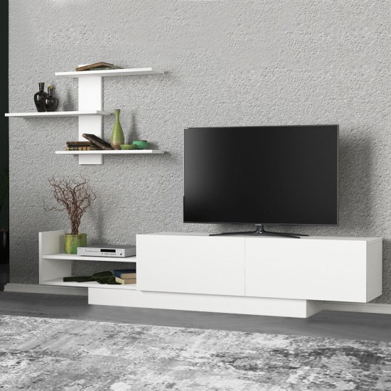 Σύνθεση τηλεόρασης Egemen  χρώμα λευκό 180x32x40εκ.