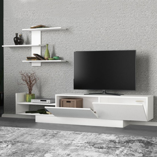 Σύνθεση τηλεόρασης Egemen  χρώμα λευκό 180x32x40εκ.