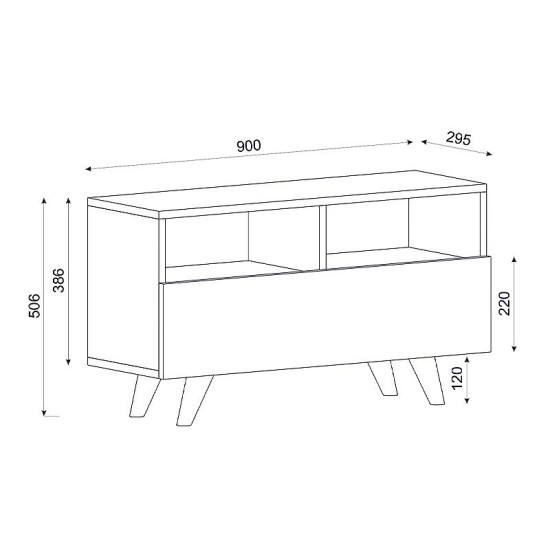 Έπιπλο τηλεόρασης Novela  χρώμα λευκό - καρυδί 90x29,5x50εκ.