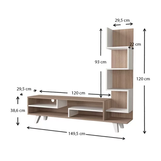 Έπιπλο τηλεόρασης Granada  χρώμα λευκό - cordoba 149,5x29,5x120εκ.