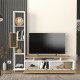 Σύνθεση τηλεόρασης Tulip  χρώμα λευκό - sepet oak 160x29,5x160εκ.