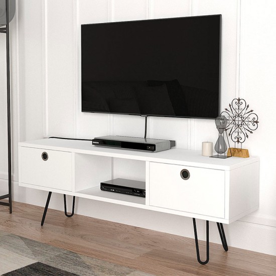 Έπιπλο τηλεόρασης Aversa Megapap από μελαμίνη χρώμα λευκό 120x29,5x43εκ. - 0212834