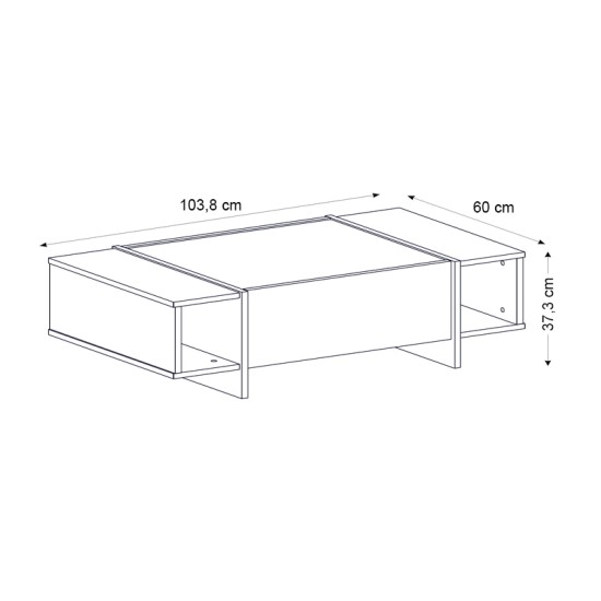 Τραπεζάκι σαλονιού Veyron  χρώμα μαύρο rebab - μαύρο εφέ μαρμάρου 104x60x37,3εκ.