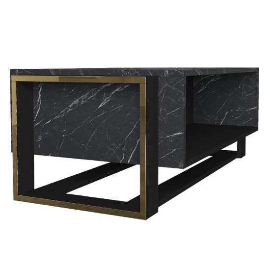 Τραπεζάκι σαλονιού Serina  χρώμα μαύρο εφέ μαρμάρου 107x60x40εκ.