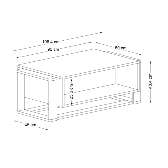 Τραπεζάκι σαλονιού Serina  χρώμα μαύρο εφέ μαρμάρου 107x60x40εκ.