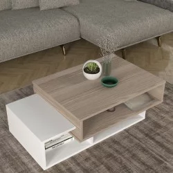 Τραπεζάκι σαλονιού Tab  χρώμα λευκό - cordoba 105x60x32εκ.