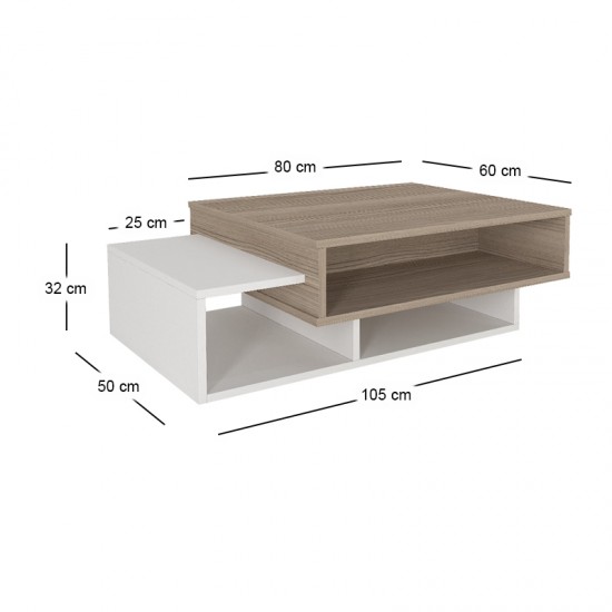 Τραπεζάκι σαλονιού Tab χρώμα λευκό - cordoba 105x60x32εκ. Τραπεζάκι σαλονιού Tab χρώμα λευκό - cordoba 105x60x32εκ.