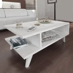 Τραπεζάκι σαλονιού Titus  χρώμα λευκό 80x45x30εκ.
