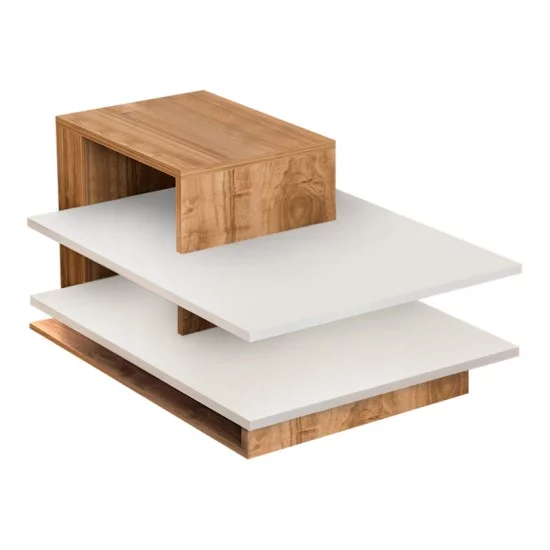 Τραπεζάκι σαλονιού Venus  χρώμα λευκό - καρυδί 85x60x43,6εκ.