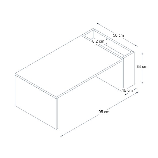 Τραπεζάκι σαλονιού View  χρώμα λευκό - καρυδί 95x50x34εκ.