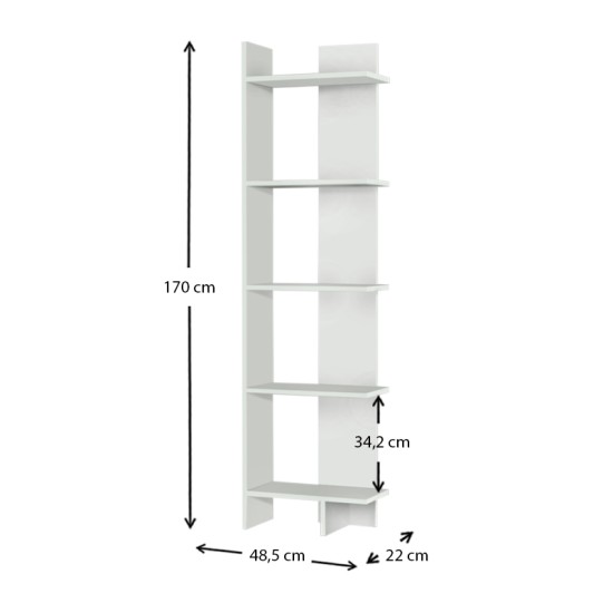 Βιβλιοθήκη Perla χρώμα λευκό 48x22x170εκ. Βιβλιοθήκη Perla χρώμα λευκό 48x22x170εκ.