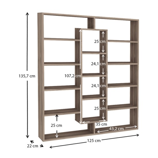 Βιβλιοθήκη Ample χρώμα καρυδί 125x22x135,7εκ. Βιβλιοθήκη Ample χρώμα καρυδί 125x22x135,7εκ.