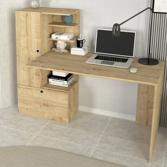 Γραφείο εργασίας Domingo  χρώμα sapphire oak 149,5x60x120εκ.