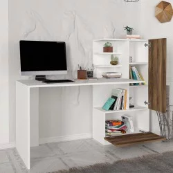 Γραφείο εργασίας Merino  χρώμα λευκό - καρυδί 149,5x61,8x120εκ.