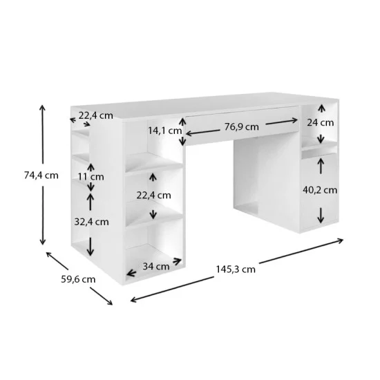 Γραφείο εργασίας Pontus  χρώμα λευκό 145x60x74,4εκ.