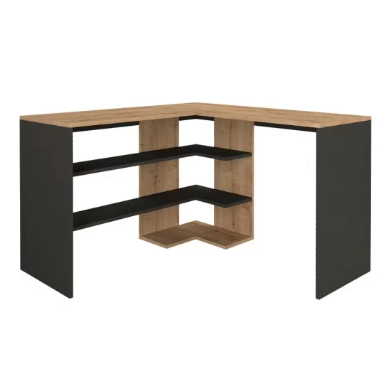 Γραφείο εργασίας Stylo  χρώμα sapphire oak -  ανθρακί 120x120x73,8εκ.