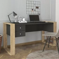 Γραφείο εργασίας Fernando  χρώμα ανθρακί - sapphire oak 158,4x60x72,2εκ.