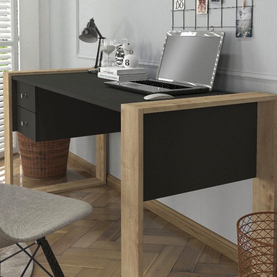 Γραφείο εργασίας Fernando  χρώμα ανθρακί - sapphire oak 158,4x60x72,2εκ.