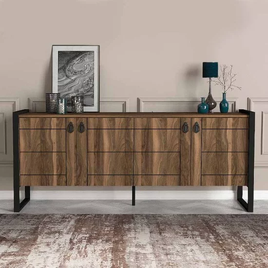 Μπουφές Ursula χρώμα καρυδί 180x40x77,6εκ. Μπουφές Ursula χρώμα καρυδί 180x40x77,6εκ.