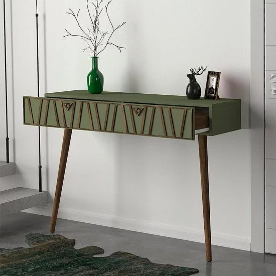 Κονσόλα επιτοίχια Forest χρώμα λαδί - καρυδί 120x35x89,3εκ. Κονσόλα επιτοίχια Forest χρώμα λαδί - καρυδί 120x35x89,3εκ.