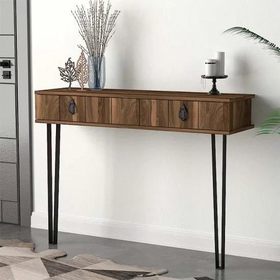 Κονσόλα επιτοίχια Ursula χρώμα καρυδί 120x35,5x90εκ. Κονσόλα επιτοίχια Ursula χρώμα καρυδί 120x35,5x90εκ.