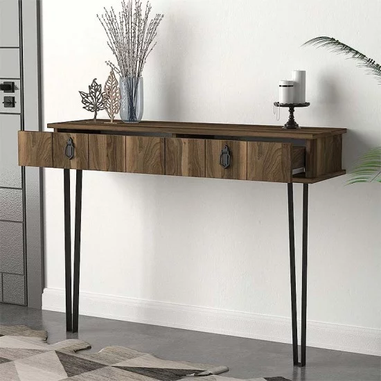 Κονσόλα επιτοίχια Ursula χρώμα καρυδί 120x35,5x90εκ. Κονσόλα επιτοίχια Ursula χρώμα καρυδί 120x35,5x90εκ.