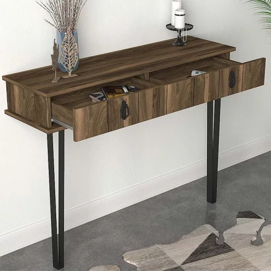 Κονσόλα επιτοίχια Ursula χρώμα καρυδί 120x35,5x90εκ. Κονσόλα επιτοίχια Ursula χρώμα καρυδί 120x35,5x90εκ.