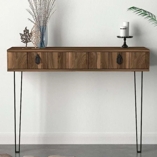 Κονσόλα επιτοίχια Ursula χρώμα καρυδί 120x35,5x90εκ. Κονσόλα επιτοίχια Ursula χρώμα καρυδί 120x35,5x90εκ.