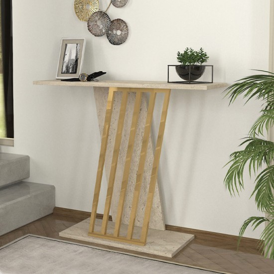 Κονσόλα Gravity χρώμα travertine - χρυσό 90x29,6x76,8εκ. Κονσόλα Gravity χρώμα travertine - χρυσό 90x29,6x76,8εκ.