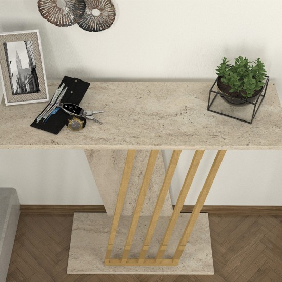 Κονσόλα Gravity χρώμα travertine - χρυσό 90x29,6x76,8εκ. Κονσόλα Gravity χρώμα travertine - χρυσό 90x29,6x76,8εκ.