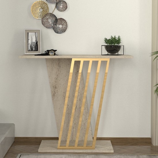 Κονσόλα Gravity χρώμα travertine - χρυσό 90x29,6x76,8εκ. Κονσόλα Gravity χρώμα travertine - χρυσό 90x29,6x76,8εκ.