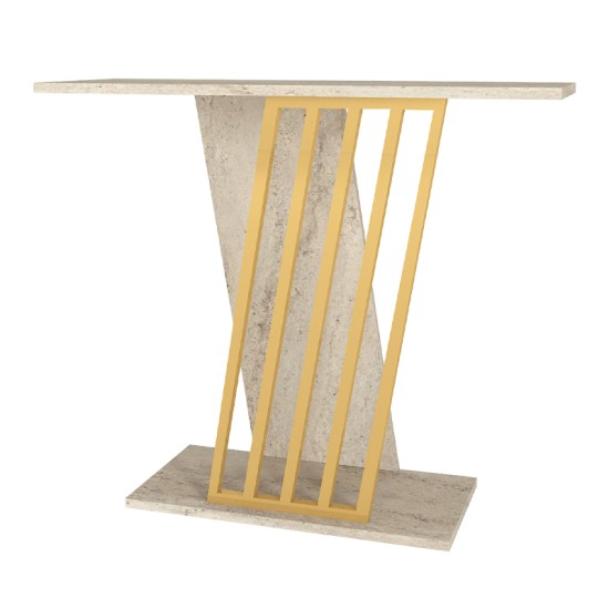 Κονσόλα Gravity χρώμα travertine - χρυσό 90x29,6x76,8εκ. Κονσόλα Gravity χρώμα travertine - χρυσό 90x29,6x76,8εκ.