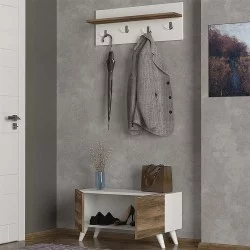 Έπιπλο εισόδου Lores  χρώμα λευκό - καρυδί 80x31,3x41,5εκ.