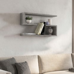 Ραφιέρα τοίχου Jenika  2 τμχ χρώμα γκρι σκυροδέματος 60x14,5x18εκ.
