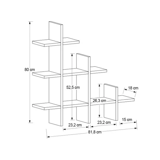 Ραφιέρα τοίχου Juke  χρώμα ανθρακί 81,8x18x80εκ.