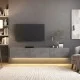 Έπιπλο τηλεόρασης επιτοίχιο Damla  με LED χρώμα γκρι σκυροδέματος 180x29,5x29,5εκ.